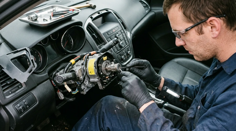 Ignition repair after a broken key extraction.